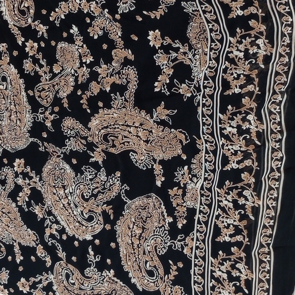 JM Collection Womens Skirt Sz 14P Maxi Paisley Black Lined Bohemian Classic - Picture 2 of 7